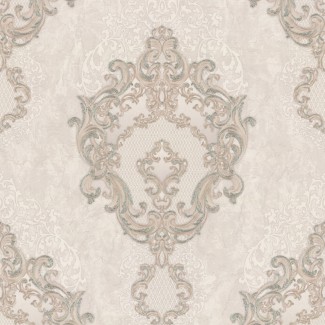 Обои Дамаск на бежевом фоне Euro Decor виниловые Medailon арт.7155-01 Обои Дамаск на бе