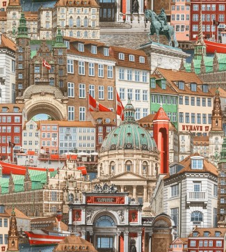 Обои город красный фон Артекс OVK Design Копенгаген арт. 10616-04 Обои город красны