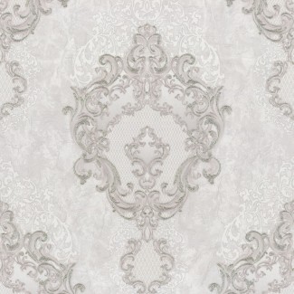 Обои Дамаск на сером фоне Euro Decor виниловые Medailon арт.7155-17 Обои Дамаск на се