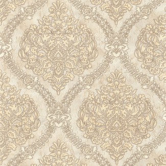 Обои бежевые с рисунком дамаск Евро Декор винил Gala арт. 7121-02 Обои с узором дам