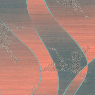 Обои красные с изображением журавлей Euro Decor винил Opulence арт. 9091-04 Обои красные вини