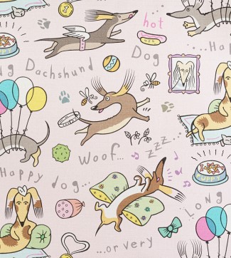 Обои розовые с таксами Артекс Веселые таксы арт. 10714-03 Обои розовые с та