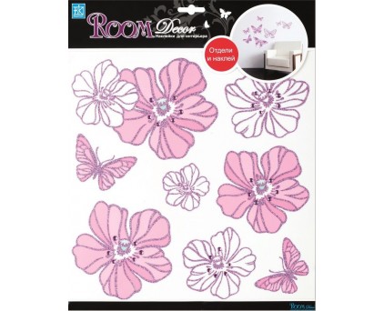 7706 RDA Стикеры цветы стразы розовые