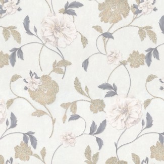 Обои цветы на белом фоне Euro Decor виниловые Corsica арт.9112-00 Обои цветы на бел