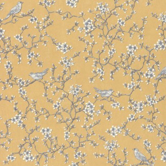 Обои изящные веточки на желтом фоне Euro Decor виниловые Edem  арт.7165-05 Обои изящные вето