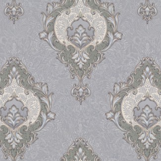Обои Дамаск на сером фоне Euro Decor виниловые Champagne арт.7151-23 Обои Дамаск на се