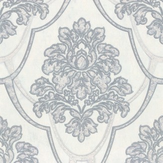 Обои белый дамаск Euro Decor виниловые Siena  арт.9128-00 Обои белый дамаск