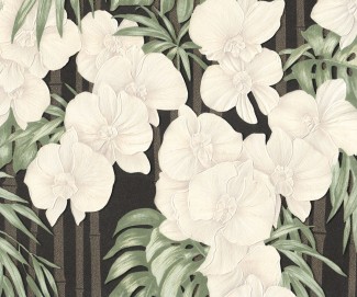 Обои черные с цветами Euro Decor виниловые Black Orchid арт. 9072-22 Виниловые обои с
