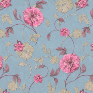 Обои цветы на голубом фоне Euro Decor виниловые Corsica арт.9112-03 Обои цветы на гол
