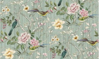 Обои зеленые с крупными цветами SIRPI винил Парадиз арт. 10349-07 Зеленые виниловые