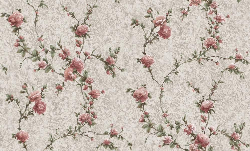 Обои бежевые с розовыми небольшими цветами Антураж винил Dolores арт. 168307-14