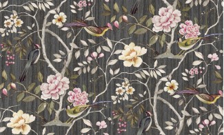 Обои черные с крупными цветами SIRPI винил Парадиз арт. 10349-08 Черные виниловые