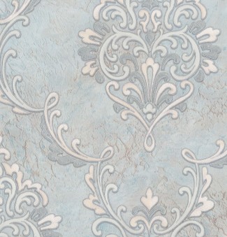 Обои голубые с рисунком дамаск Euro Decor виниловые Palazzo арт. 9087-03 Виниловые обои с