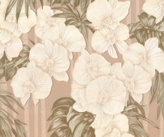 Обои бежевые с цветами Euro Decor виниловые Black Orchid арт. 9072-02 Виниловые обои с