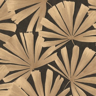 Обои черные  с имитацией пальмового листа Rhapis арт. 7128-22 Обои черные  с им
