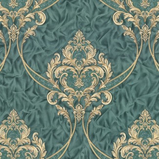 Обои зеленый дамаск Athena виниловые арт. 9134-09 Обои зеленый дама