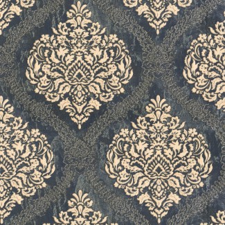 Обои синие с рисунком дамаск Евро Декор винил Gala арт. 7121-20 Обои с узором дам