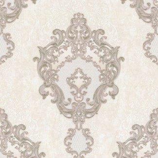 Обои Дамаск на белом фоне Euro Decor виниловые Medailon арт.7155-00 Обои Дамаск на бе