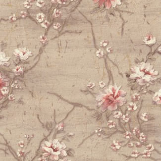 Обои коричневые с цветами Euro Decor виниловые Aurora арт. 9076-02 Виниловые обои с