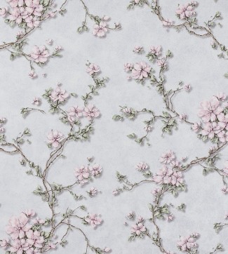 Обои голубые с цветами сакуры Артекс винил Сакура арт. 10210-04 Обои виниловые го