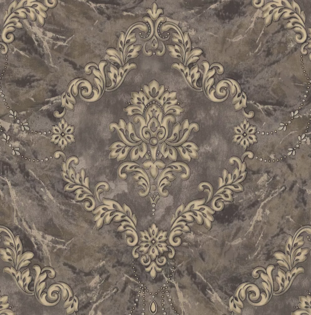 Обои коричневые Дамаск Euro Decor виниловые Molinard арт. 9095-12
