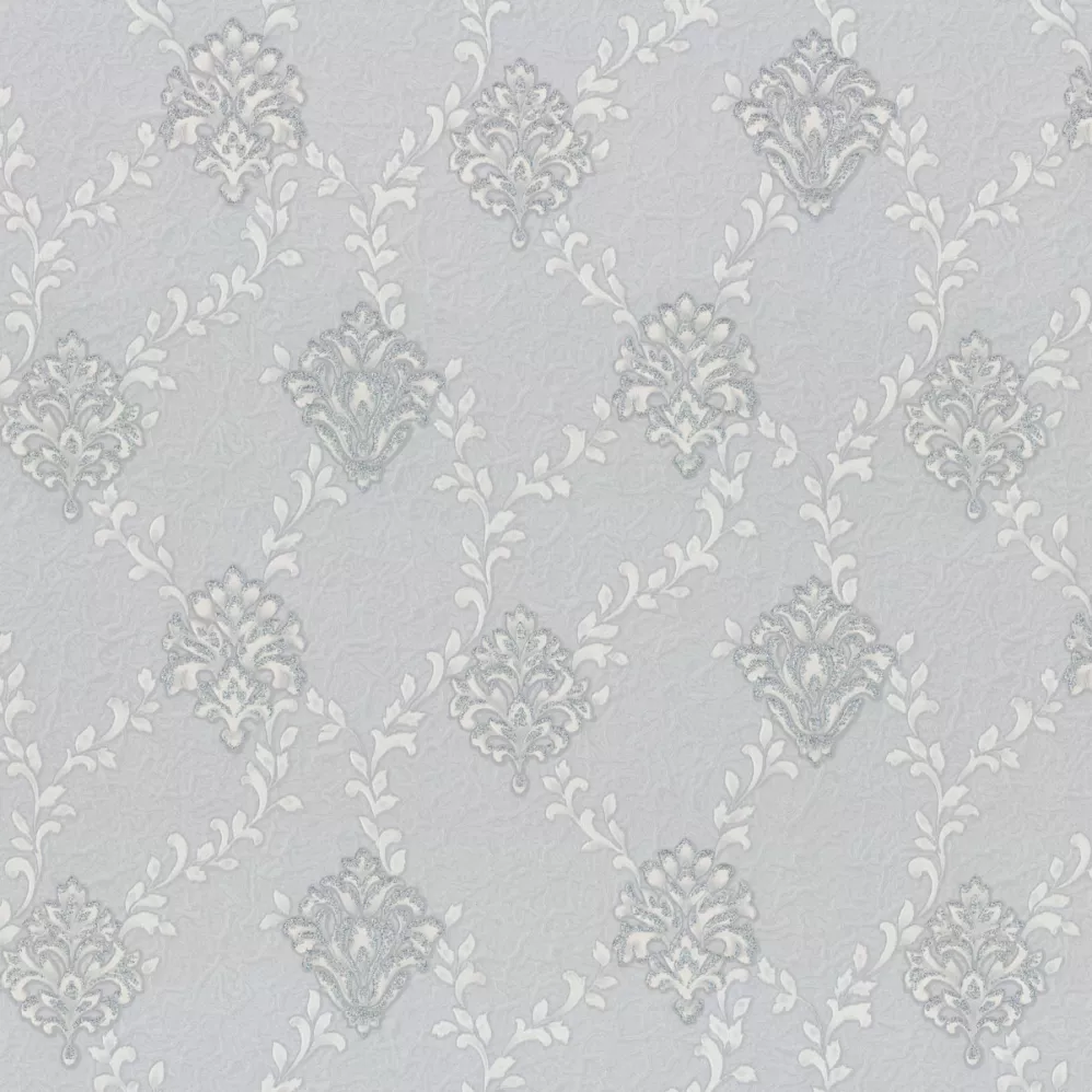 Обои мелкий Дамаск серый Euro Decor виниловые Romanov арт.7138-11